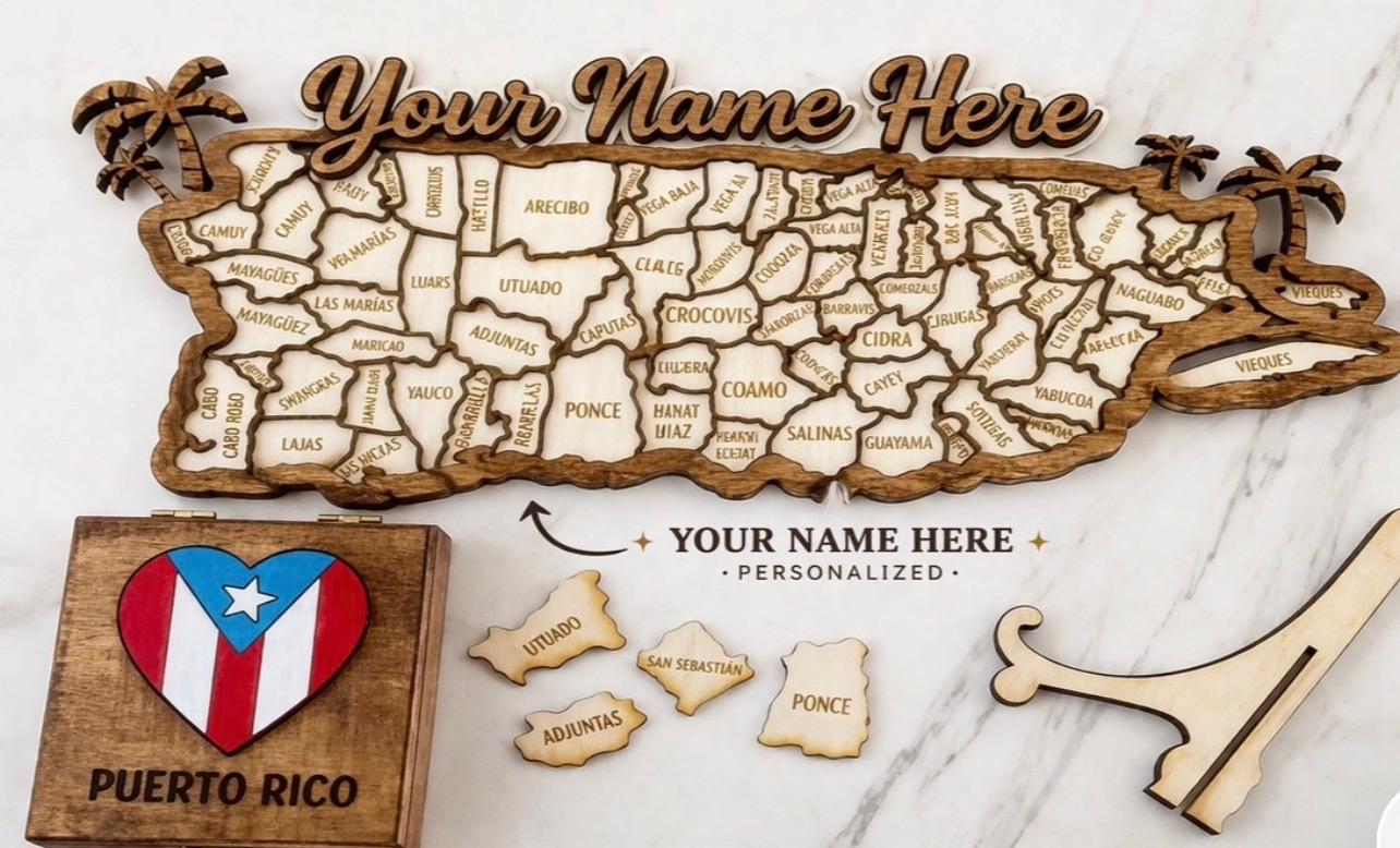 Mapa Puzzle de Puerto Rico Personalizable 🇵🇷